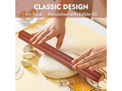 Wood Pizza Dough Roller With Handle Adjustable Rolling Pins For Baking